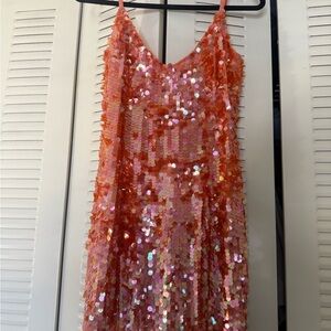 Black Tie Oleg Cassini Vintage Orange Sequin Dress